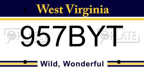 957BYT West Virginia License Plate