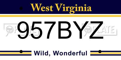 957BYZ West Virginia License Plate