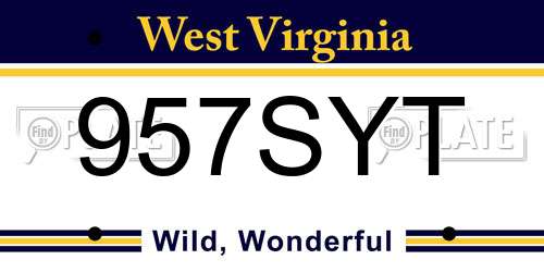 957SYT West Virginia License Plate