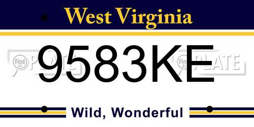 9583KE West Virginia License Plate