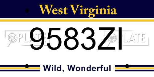 9583ZI West Virginia License Plate
