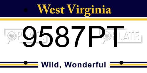 9587PT West Virginia License Plate