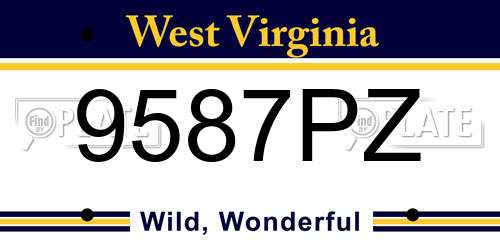 9587PZ West Virginia License Plate