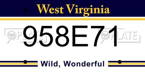 958E71 West Virginia License Plate