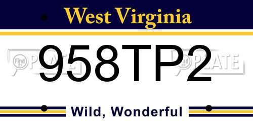 958TP2 West Virginia License Plate