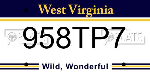 958TP7 West Virginia License Plate
