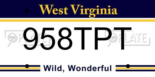 958TPT West Virginia License Plate