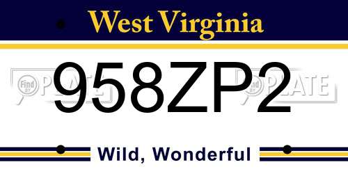 958ZP2 West Virginia License Plate