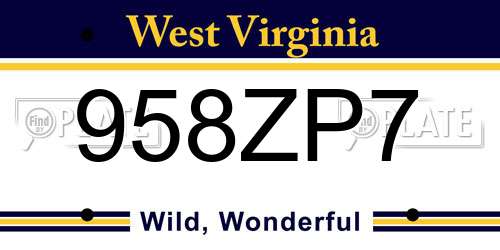 958ZP7 West Virginia License Plate