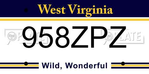958ZPZ West Virginia License Plate