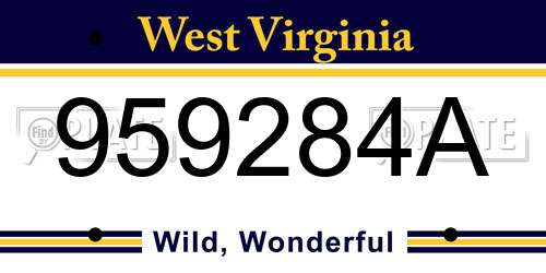 959284A West Virginia License Plate