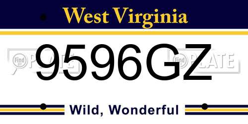 9596GZ West Virginia License Plate