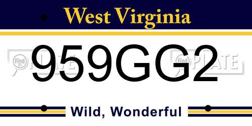 959GG2 West Virginia License Plate