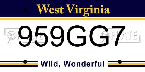 959GG7 West Virginia License Plate
