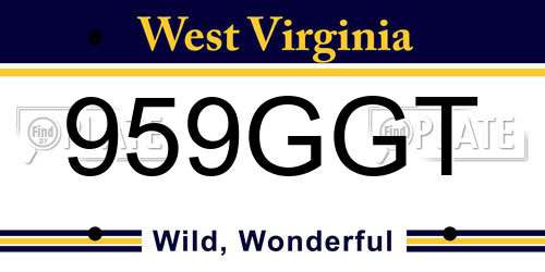 959GGT West Virginia License Plate