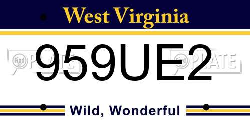 959UE2 West Virginia License Plate
