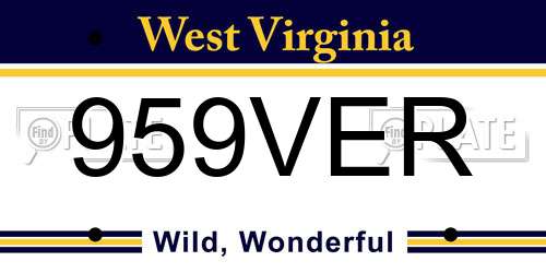 959VER West Virginia License Plate