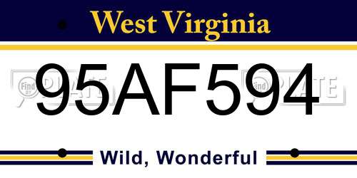 95AF594 West Virginia License Plate