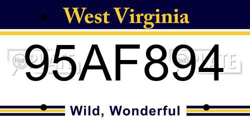 95AF894 West Virginia License Plate