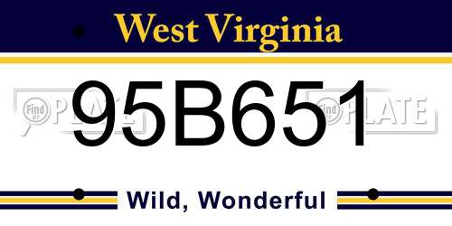 95B651 West Virginia License Plate