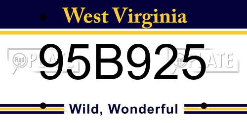 95B925 West Virginia License Plate