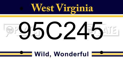 95C245 West Virginia License Plate