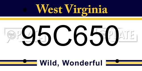 95C650 West Virginia License Plate