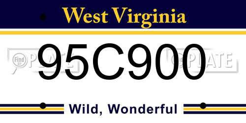 95C900 West Virginia License Plate