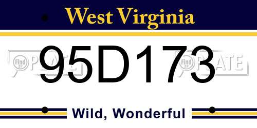 95D173 West Virginia License Plate