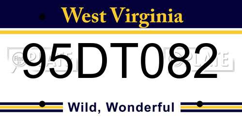 95DT082 West Virginia License Plate