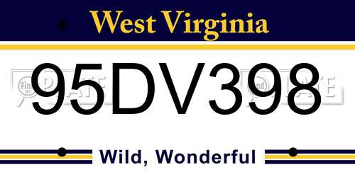 95DV398 West Virginia License Plate
