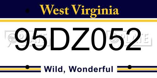 95DZ052 West Virginia License Plate