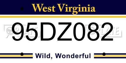 95DZ082 West Virginia License Plate