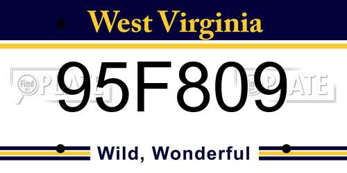 95F809 West Virginia License Plate
