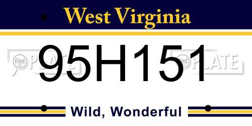 95H151 West Virginia License Plate