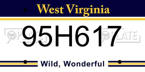 95H617 West Virginia License Plate