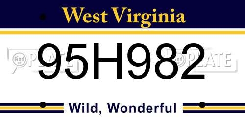 95H982 West Virginia License Plate