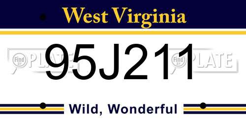 95J211 West Virginia License Plate