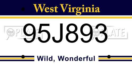95J893 West Virginia License Plate