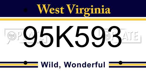 95K593 West Virginia License Plate