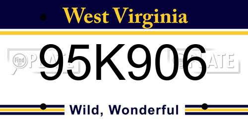 95K906 West Virginia License Plate