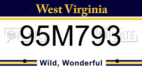 95M793 West Virginia License Plate
