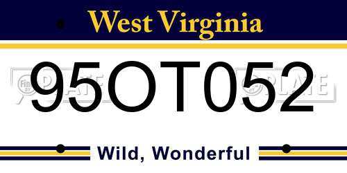95OT052 West Virginia License Plate