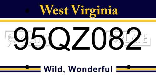 95QZ082 West Virginia License Plate