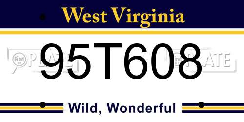95T608 West Virginia License Plate