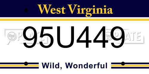 95U449 West Virginia License Plate