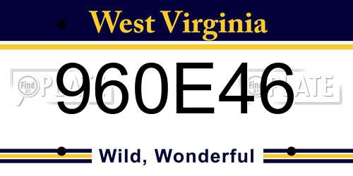 960E46 West Virginia License Plate