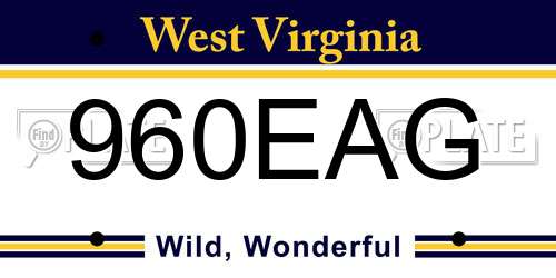 960EAG West Virginia License Plate