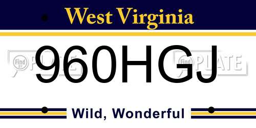 960HGJ West Virginia License Plate