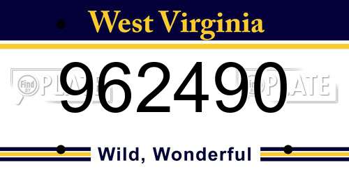 962490 West Virginia License Plate